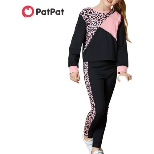 PatPat Fashinable Kid Girl Leopard & Color Block Set