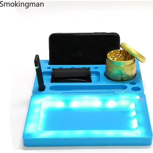 Flip cover LED light cigarette tray portable operation light-emitting tray led rolling tray anime rolling tray rolling tray