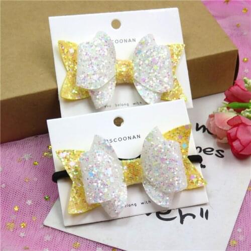 1PCS Cute Yellow white Swallowtail Sequin Bows Elastic Hair Bands Hairpins 2020 Creativity Korean Hair Accessories For Baby Girl
