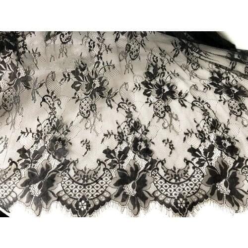 GLace 3M/Lot Black eyelash perspective tulle lace fabric for dress curtain hollow mesh fabric diy clothes material TX1033