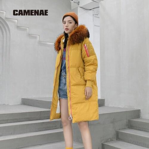 2020 New Womens 90%Winter Down Jacket Long Warm Thick Coat Real Badger Fur Collar 4 COLOR