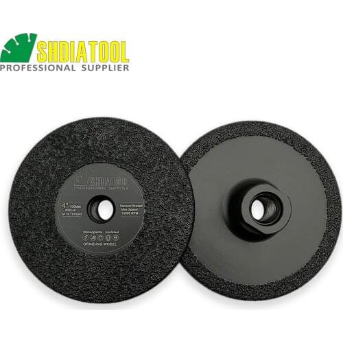 SHDIATOOL 2pcs Dia105MM Vacuum Brazed diamond flat grinding wheel M14 #30 4" Shaping wheel