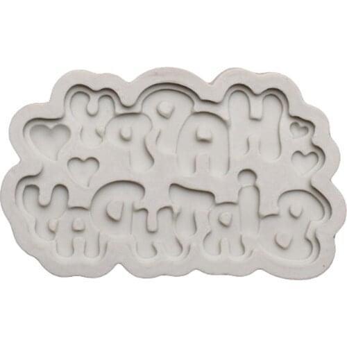 Silicone Mold Alphabet Happy Birthday Card Biscuit Fondant Candy Pudding Ice Cream Jelly Decor Tool