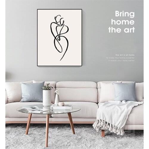 Nordic Simple Wall Art Canvas Painting Drew Line Face Flower Abstract Painting Nordic Posters And Prints Pictures For Living Roo