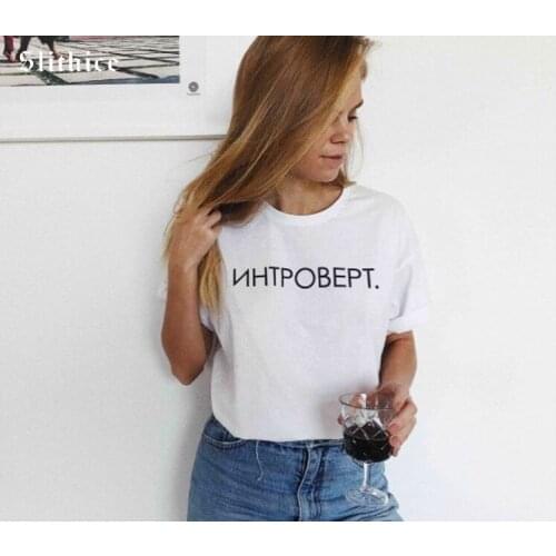 Slithice Summer Style Womens T-shirts shirts Casual Short Sleeve Red Black Russian Letter Print Casual tshirt female tops tees