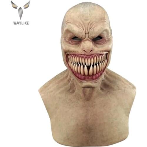 WAYLIKE 2021 Halloween Scary Latex Headwear For Adult Costume Party Props Horror Funny Cosplay Party Mask Old Man Headgear Masks