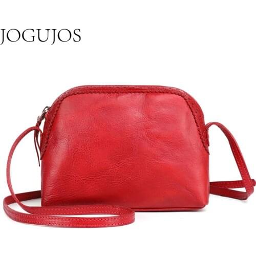 JOGUJOS Genuine Leather Women Shoulder Crossbody Bag Female Fashion Messenger Bag Ladies Small Square Bag Shell Totes Handbag