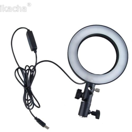 Photography LED Selfie Ring Light 16cm Three-speed Stepless Lighting Dimmable With Cradle Head For Makeup Video Live Studio