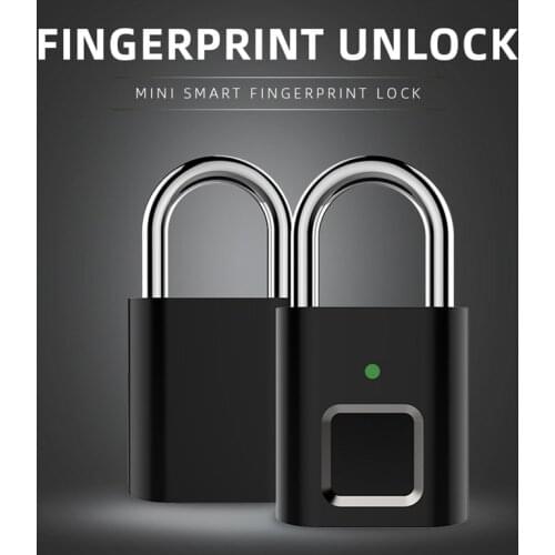 L34 Mini Unlock Rechargeable Smart Lock Keyless Fingerprint Lock Anti-Theft Security Padlock Door Luggage Lock Small Box