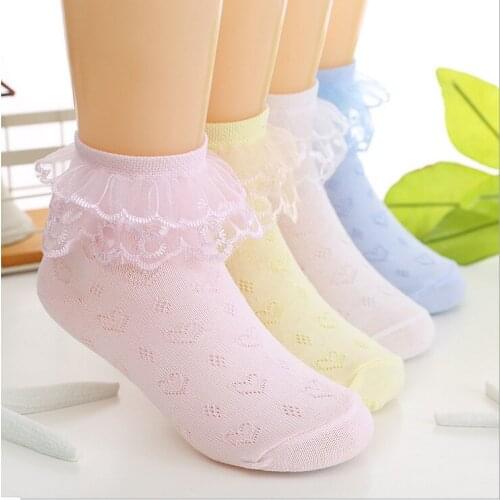 High end cotton lace 1 pair hot Baby Kids Girls Lace Socks Newborn Knitted Cotton Blend Ankle Socks 2-8T top quality silk socks