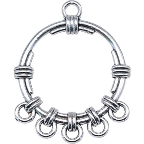 WYSIWYG 4pcs 34x28mm Porous Earring Connector Charms For Jewelry Making Antique Silver Color Findings Earring Connector