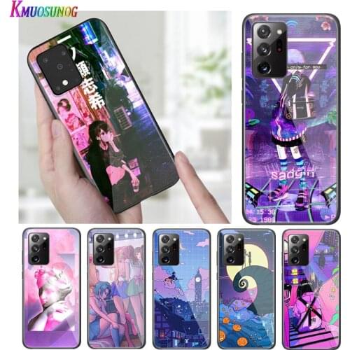 Bright Black Cover Vaporwave Glitch Anime for Samsung S20 Ultra Plus A91 A81 A71 A51 A41 A31 A21 A21S A11 5G Phone Case