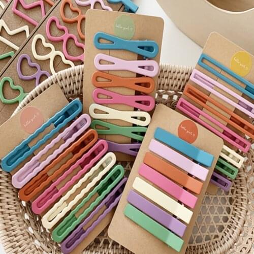 7pcs/Set matte color candy hairpin combination sweet Ladies Hairpins Girls clip hair card hair accessories