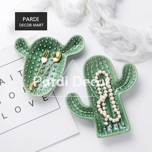 Golden/Green watercolor cactus fruit plate/ storage/ decorative jewelry plate 1pc/lot