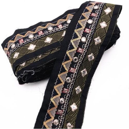 1 Yards Lace Trims Fabric Ribbon Clothing Decorative Embroidered for Garments Headdress Sewing Supplies