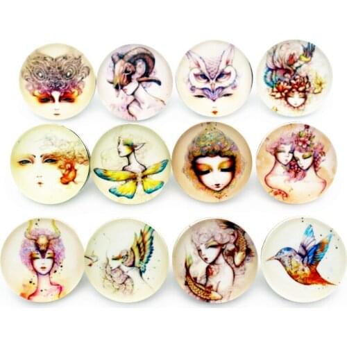 12pcs/lot glass girl snap buttons animal 18mm leather clasp snap button Bangles snap bracelet jewelry