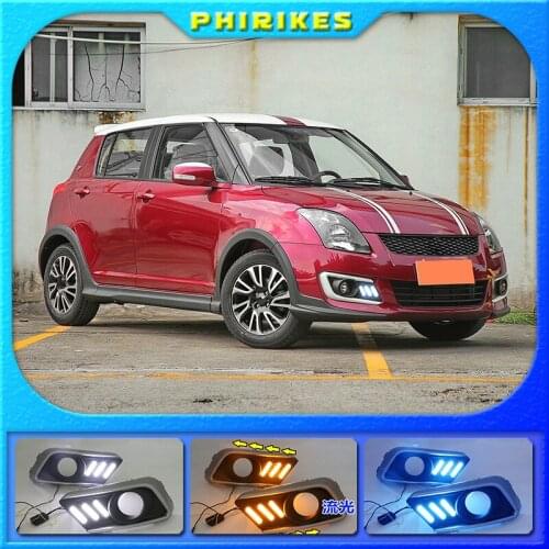 2PCS LED Daytime Running Light Turn Yellow Signal Relay Waterproof Car 12V LED DRL For Suzuki Swift 2013-2016