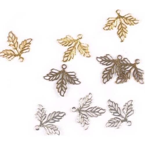 50Pcs Retro Metal Crafts Filigree Wraps Leaves Connectors Embellishments For Scrapbooking Diy Handicraft Home Decor YK0739