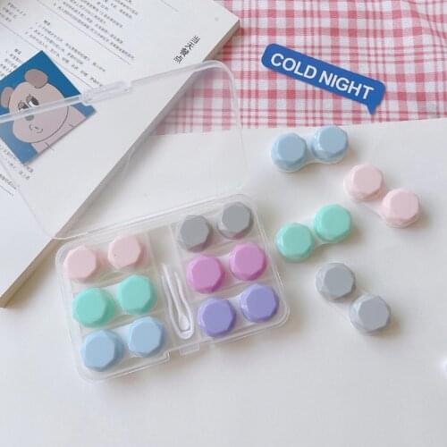 6 Pairs Candy Color Contact Lens Case Cosmetic Contact Lens Display Leak proof Big Box Women Travel Eye Lens Box Set Storage Box