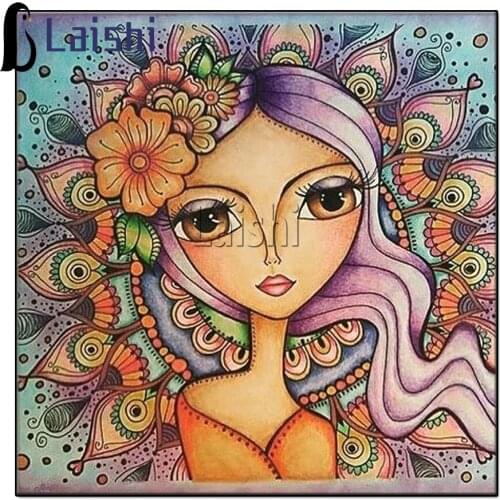 DIY diamond painting Mandala Garland Girl Full Drill Diamond Embroidery Cartoons Cross Stitch Mosaic Craft Kits Home Deco