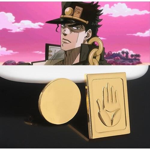 Anime JOJOS Bizzare Adventure Kujo Jotaro Cosplay Brooch Gold Hand Badge Pin Brooches in Kujo Jotaros Hat Jewelry