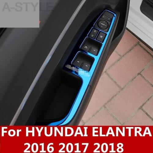 For hyundai Elantra 2016 2017-18 Interior Inner Door Window Lift Button Switch Panel Cover Trim Stainless Steel Auto Accessories