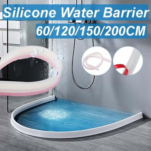 60/120/150/200cm Shower Barrier Bathroom Water Stopper Water Retaining Strip Collapsible Threshold Water Dam Shower Dam Barrier