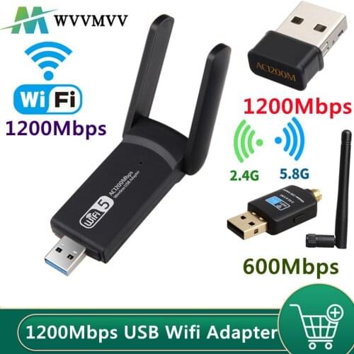 Wireless Wifi Adapter Wireless USB 600Mbps 1200Mbps Lan USB Ethernet 5G 2.4G Dual Band Wi-fi Network Card 802.11n/g/a/ac