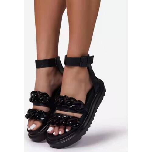 Retro Women Sandals Snake Flat Platform Ladies Wedge Womens Shoes Woman Casual Buckle Strap Chain Female Summer 2021 New