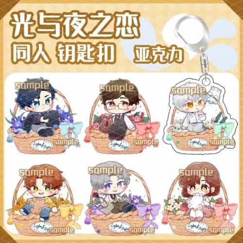 Anime Light and Night Evan Sariel Charile Jesse Osborn Suit Theme Acrylic Keychain Key Rings Cosplay School Bag Pendant Toys