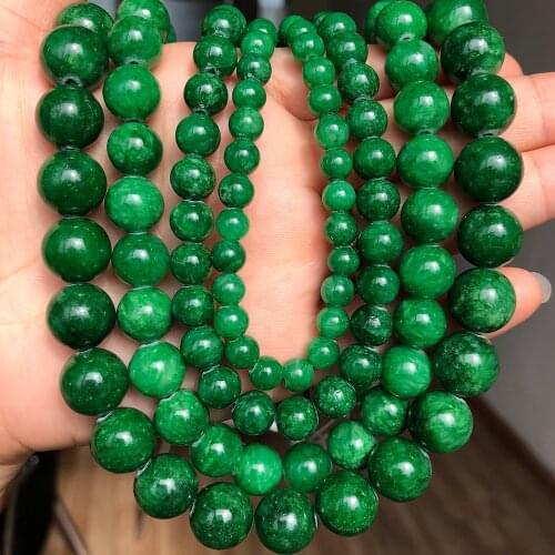 Natural Stone Green Cloud Jades Chalcedony Beads Diy Bracelet Round Loose Spacer Beads For Jewelry Making Diy Necklace Earring