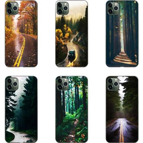 Mysterios Road In The Forest Phone Case Black Soft Cover For Iphone 12Pro Mini 11Pro Max Se2 7 8 plus X XS XR Xsmax For Samsung