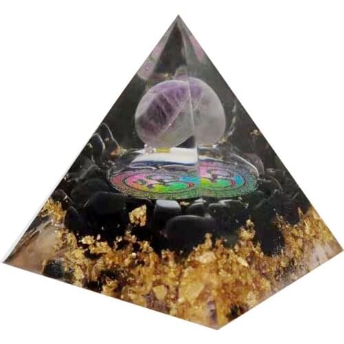 Black Orgone Pyramid Muladhara Chakra Obsidian Natural Crystal Tower Energy Generator Pyramid Decoration
