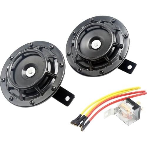 BLACK SUPER LOUD BLAST TONE GRILL MOUNT ELECTRIC COMPACT CAR HORN 335-400HZ