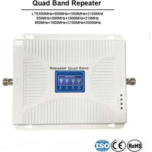 Four Band Mobile phone Signal Repeater Quad Band signal Amplifier 4g cellular Booster B20 LTE 800 850 900 1800 2100 2600 MHZ