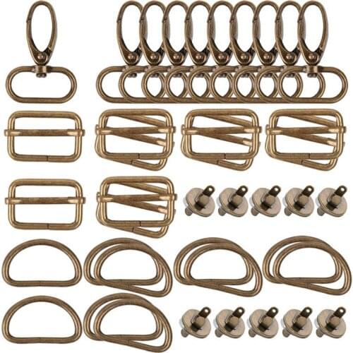 40Pcs 25mm D-Rings for Sockets, netic Buttons, Rotary Clasps, Three Sliding Clasp Sewing Bags (Bronze)
