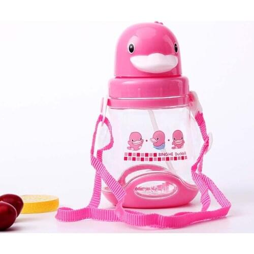 Baby Duckbill Water Straw Bottles Training Cups For Children Learn Drinking With Handle/Strap Sippy No-spill Kids Sippy Cups