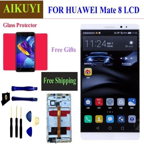 For Huawei Mate8 LCD touch screen Digitizer Sensor Assembly 6.0 inch 1920*1080 Frame with Free Tools original LCD display