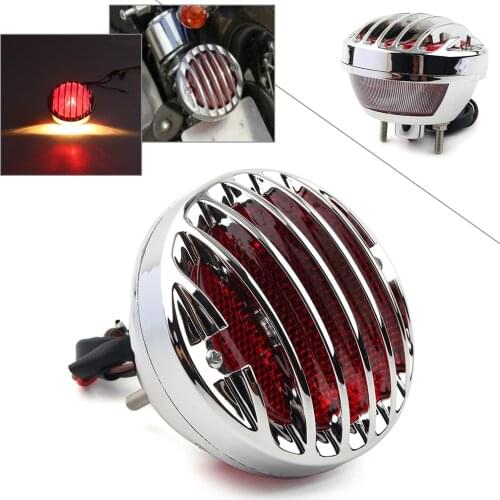 Chrome Motorcycle Tail Brake Red Light LED Lamp Taillight For Harley Davidson Bobber Chopper Rat Hot Custom