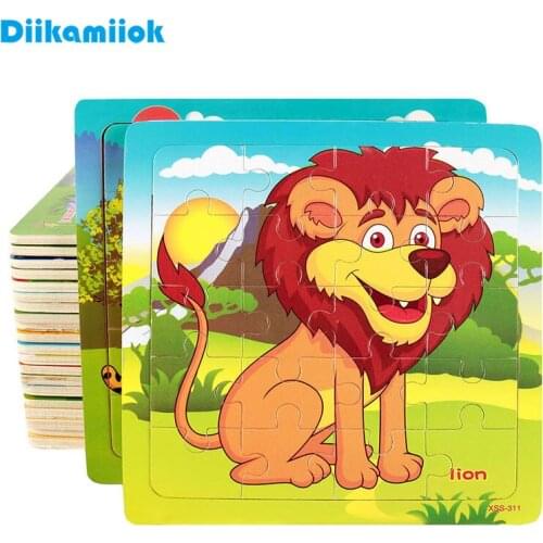 Hot Sale 20 Slice Lion Animal Puzzle Wooden Small Piece Kids Toy Wood Jigsaw Puzzles Baby Educational Learning Toys for Children
