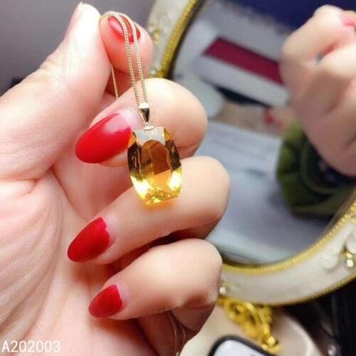 KJJEAXCMY Fine Jewelry 18K gold inlaid Citrine Female Pendant Necklace popular hot selling with box