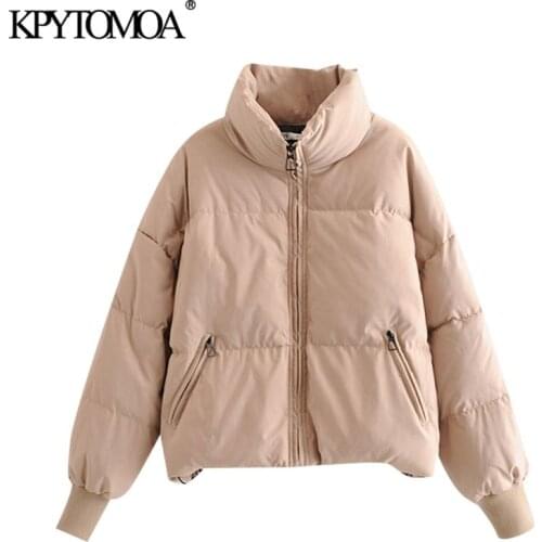 KPYTOMOA Women 2021 Fashion Oversized Thick Warm Parkas Coat Vintage Long Sleeve Pockets Drawstring Female Outerwear Chic Tops
