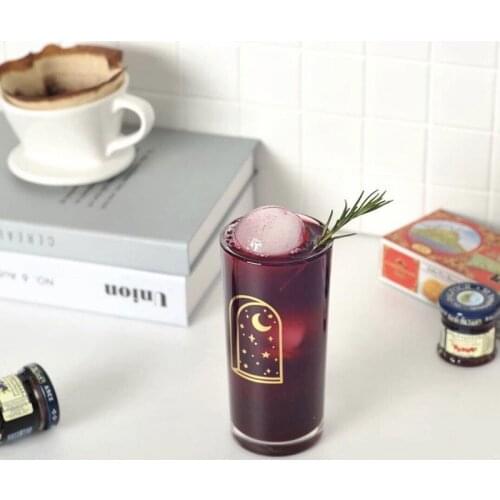 Ins Nordic Moon Starry Sky Cup Latte Colored Glass Vintage Water Tea Milk Glass Cup Transparent Heat-Resistant Wedding Glass Mug