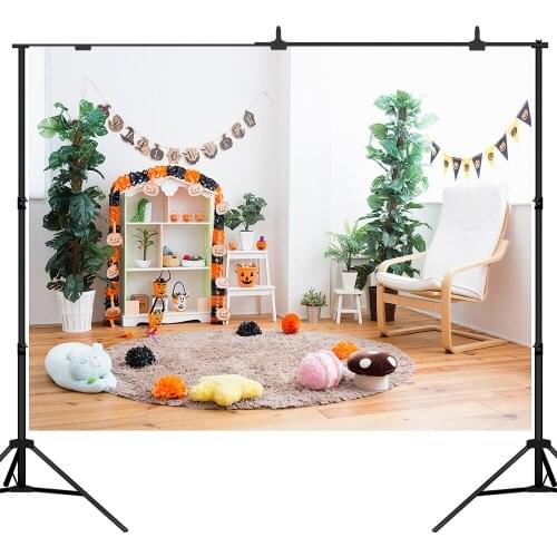 Lyavshi Halloween Themed Photography Backdrop wood Floor Carpet pumpkin room decorate kids Background Photo Studio Booth Props