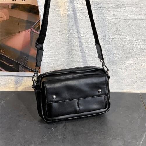 Fashion Designer Leather Mini Handbag Mens Shoulder Crossbody Bags for Men Purses Casual Camera Bag Black Phone Money Pouch Man