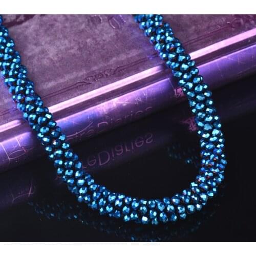 KIOOZOL Fashion Thick CZ String Choker Necklace Blue Black Silver Color Necklace For Women Neck Jewelry Accessories 746 KO2