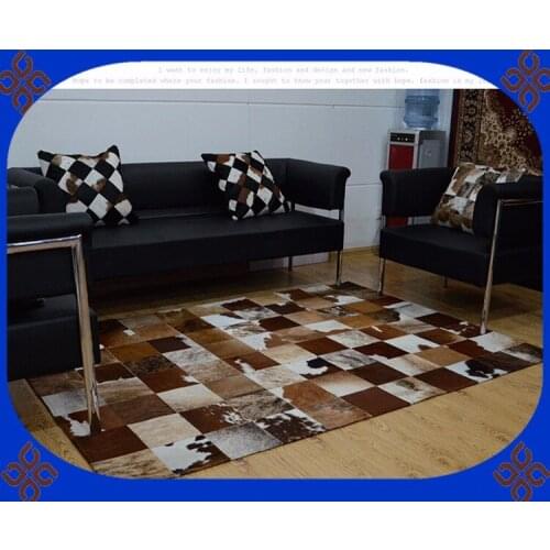 Fashionable art carpet 100% natural genuine cowhide leather rugs and carpets