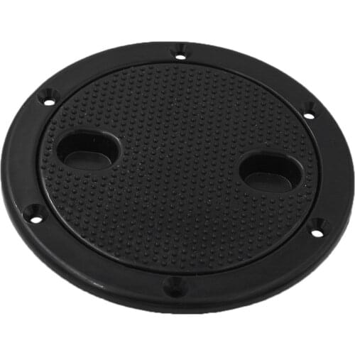 Marine 4 Inch Round Non Slip Inspection Hatch with Detachable Cover Black