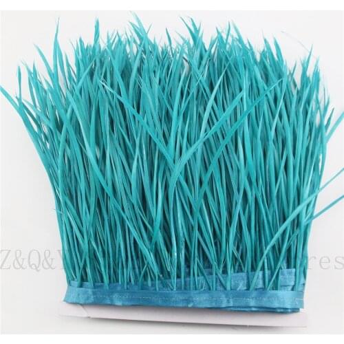 Natural goose feather 10-15CM (4-6 inches) dyed lake blue to do 2-10 yards single torn cloth edge DIY craft jewelry feather