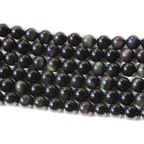 Natural Rainbow Obsidian 6mm 8mm 10mm 12mm Smooth Round Stone Bead Gem stone Loose Bead Strand Grade A 1string
